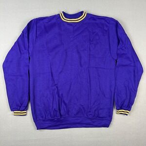 Men's Purple Crewneck Sweatshirt with Yellow Trim
